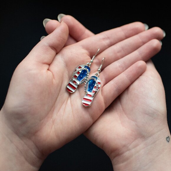 United States of America Shoe, Sandal Earrings American Flag, USA 4th of July - - Picture 3 of 10